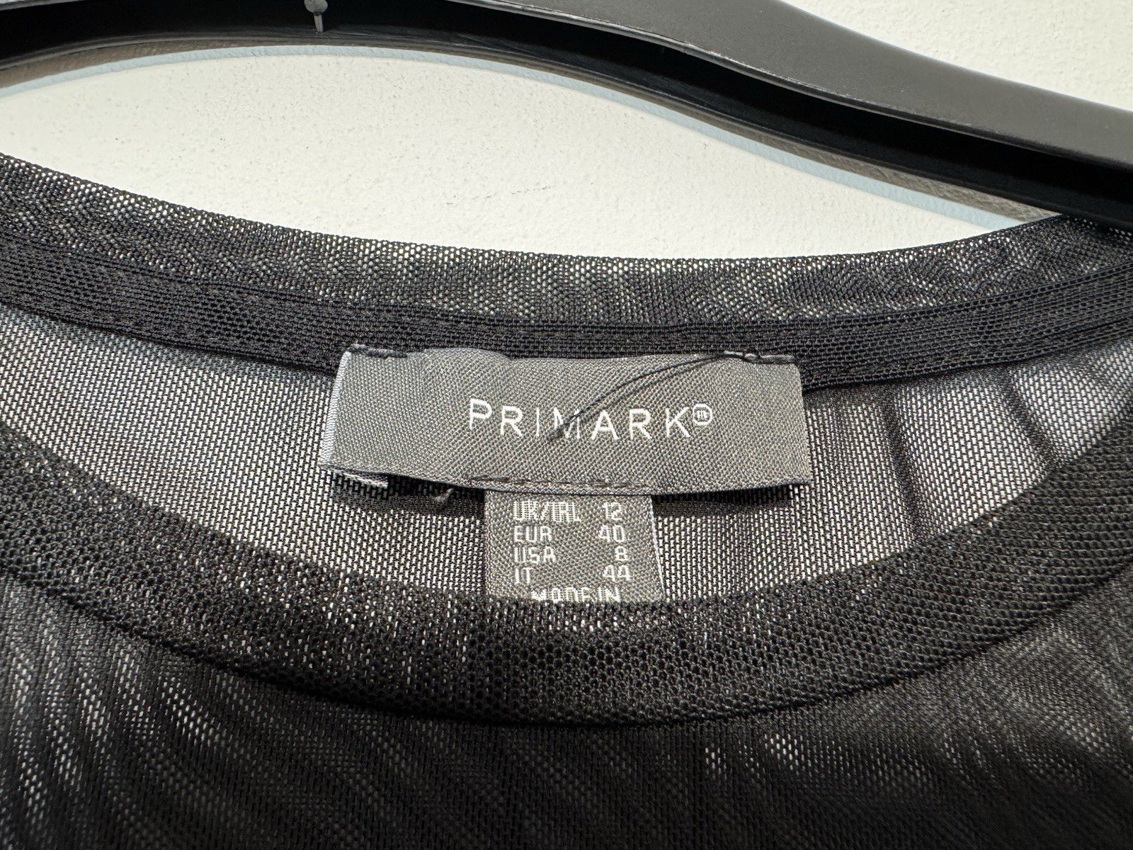 Black Net Layering Floral Short Sleeve Top Size M