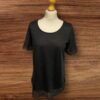 Black Round Neck T Shirt With Lace Effect Sleeve Cuff And Hem Short Sleeve S. 14
