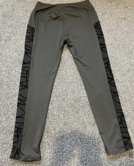 Black Stretch Elasticated Waist Leggings With Side Net Detail Size XL