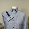 Blue Pinstripe Slim Fit Button Down Collar Shirt Neck 17