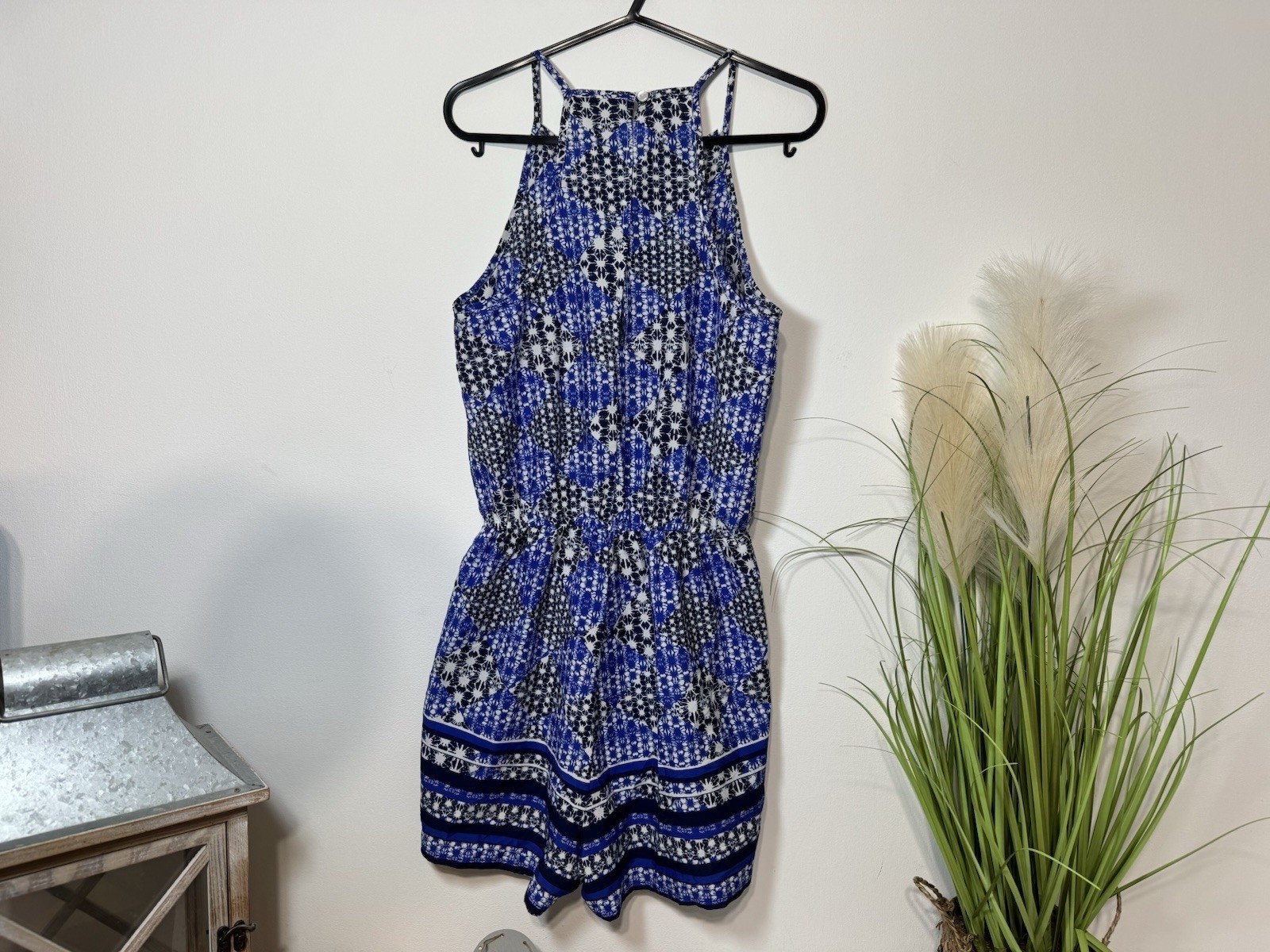 Blue geo Print Playsuit Size M