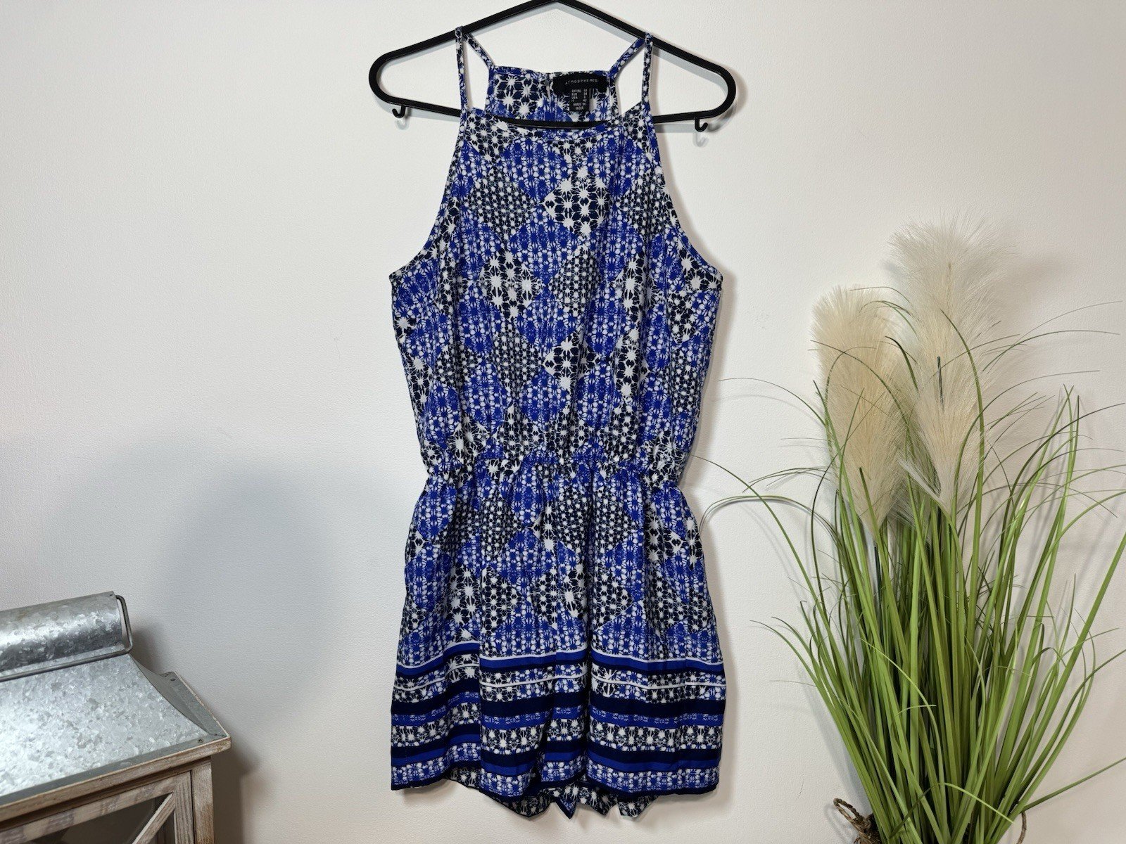 Blue geo Print Playsuit Size M