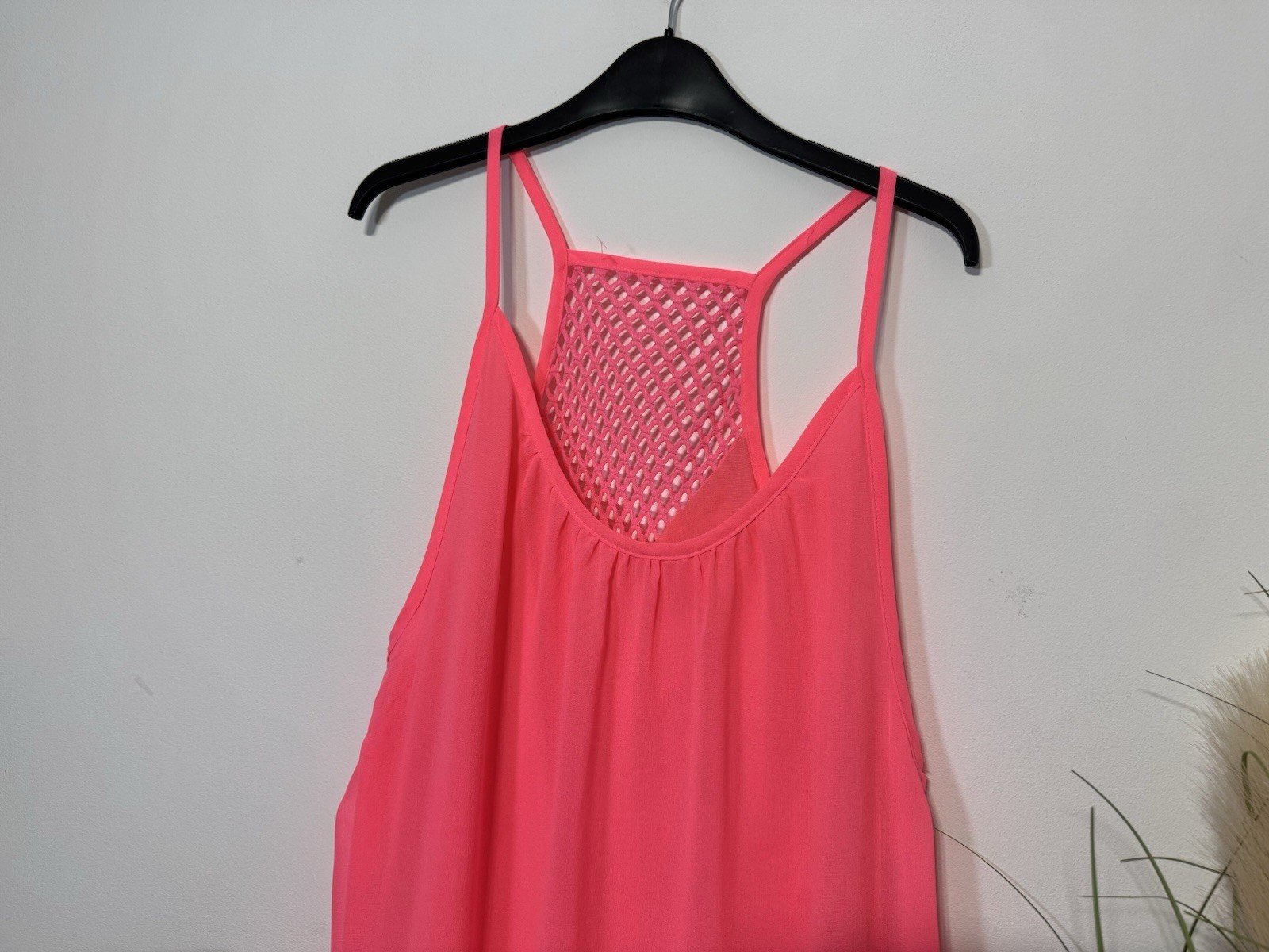 Bright Pink Chiffon Effect Lined Racer Back Beach Dress Size 10-12