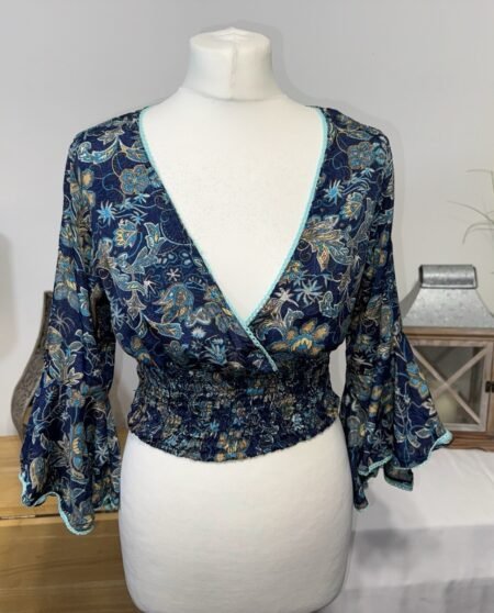 Corte Hindu Boho Floral Chiffon Crop Top One Size