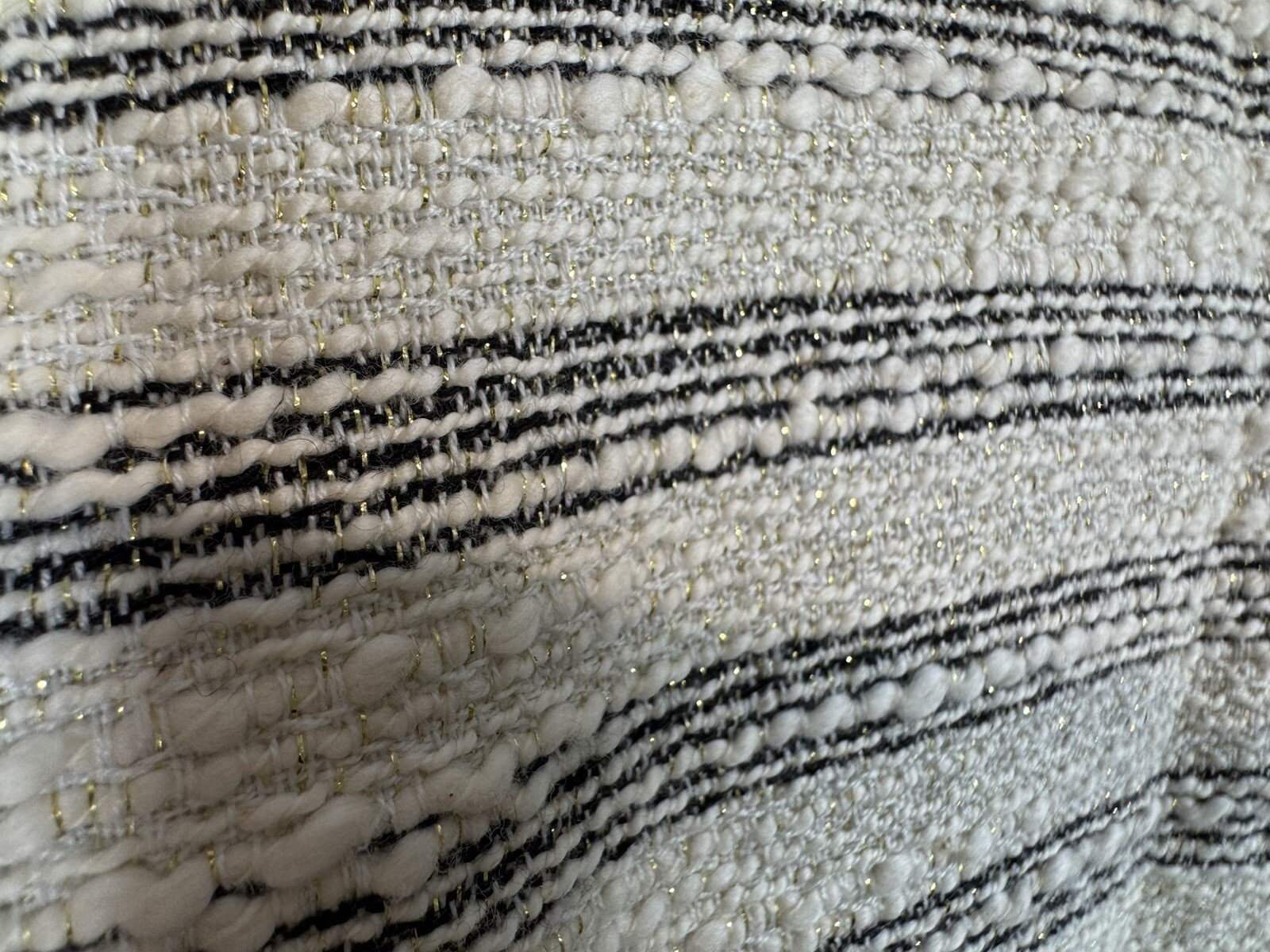 Cotton Blend Lined Textured Jacket Gold Fibre Fringe Edging Size 10