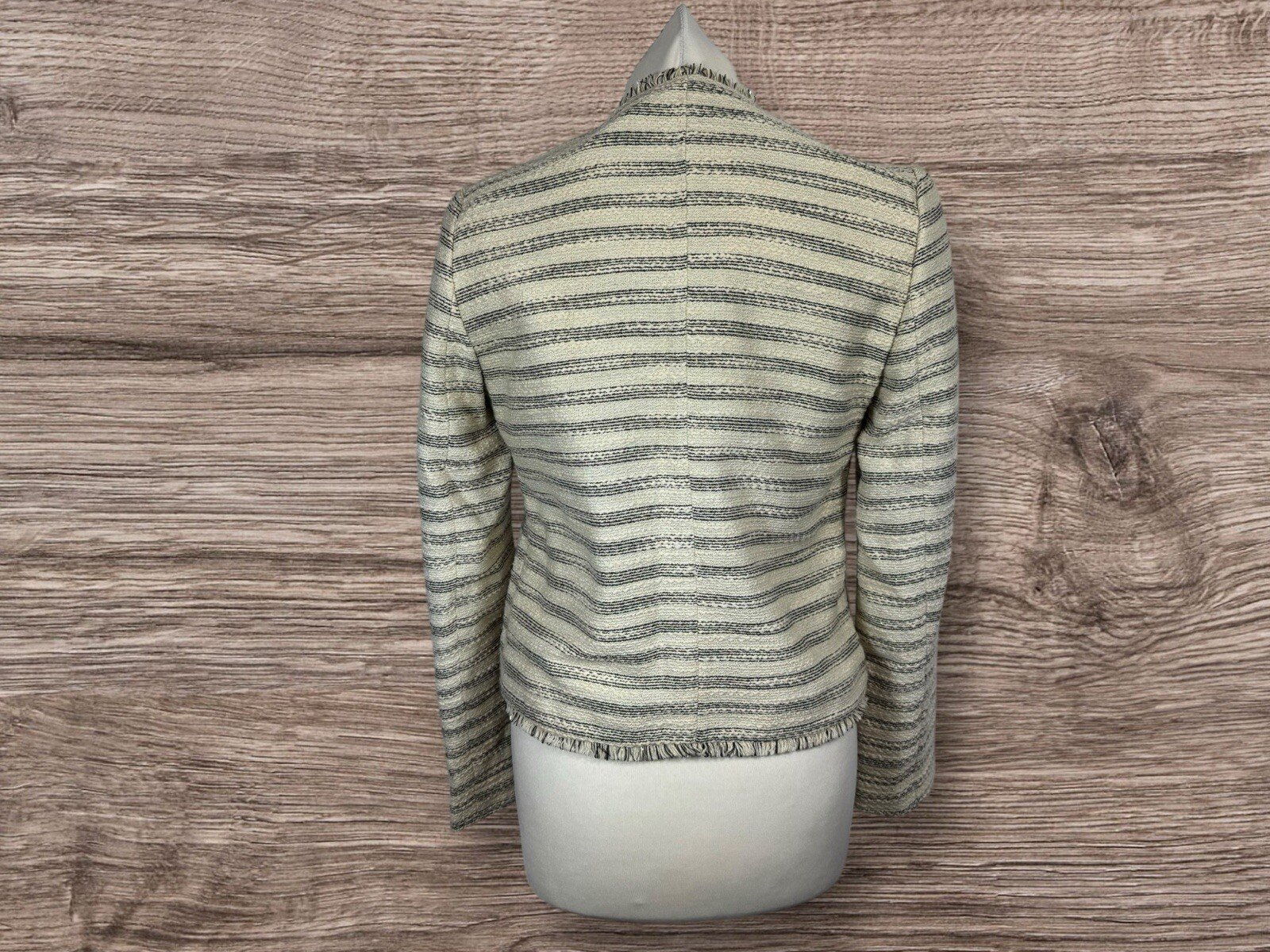 Cotton Blend Lined Textured Jacket Gold Fibre Fringe Edging Size 10