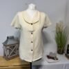 Cream Crinkle Fitted Short Raglan Sleeve Blouse Size M