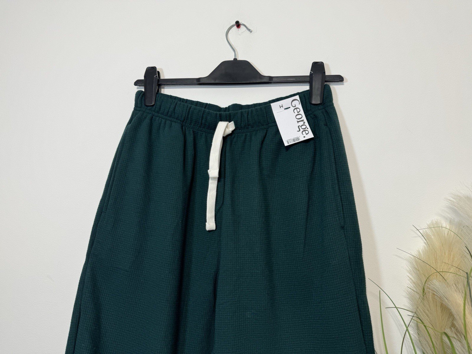 Dark Green Textured Joggers Size M