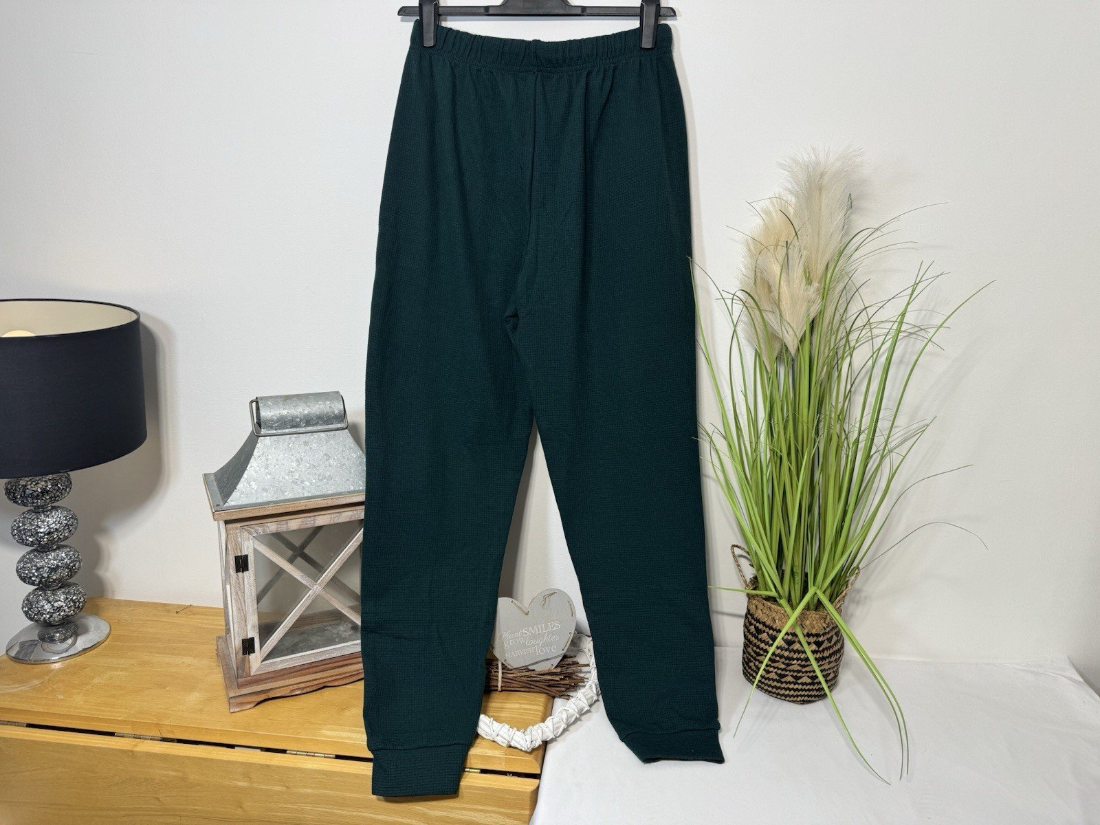 Dark Green Textured Joggers Size M