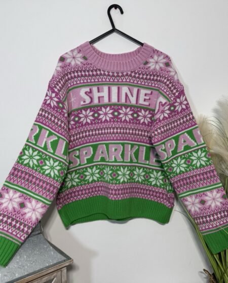 Divided Acrylic Shine & Sparkle Crew Neck Knit Jumper Size S