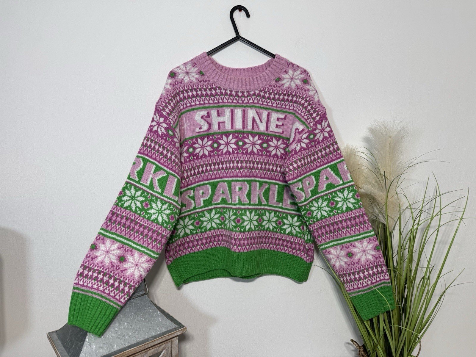 Divided Acrylic Shine & Sparkle Crew Neck Knit Jumper Size S