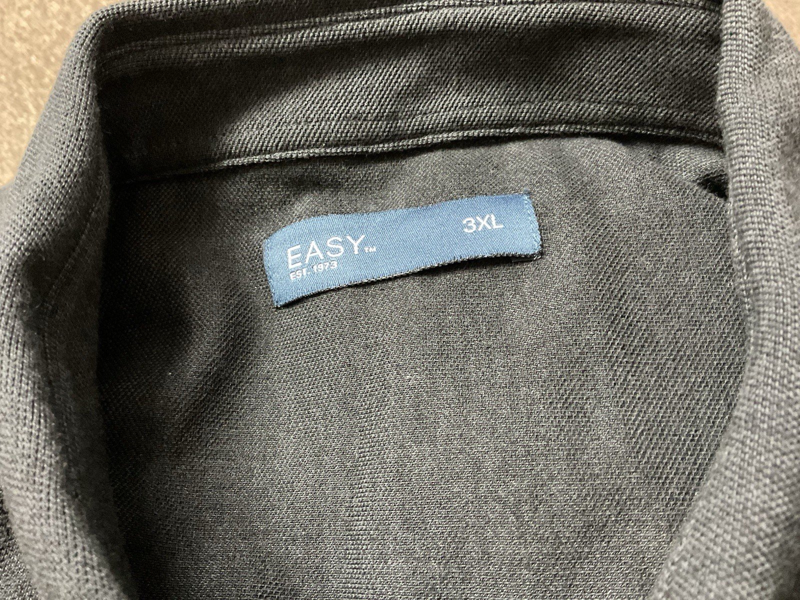 Easy Black Woven Cotton Long Sleeve Shirt Hidden Button Down Collar Size 3XL