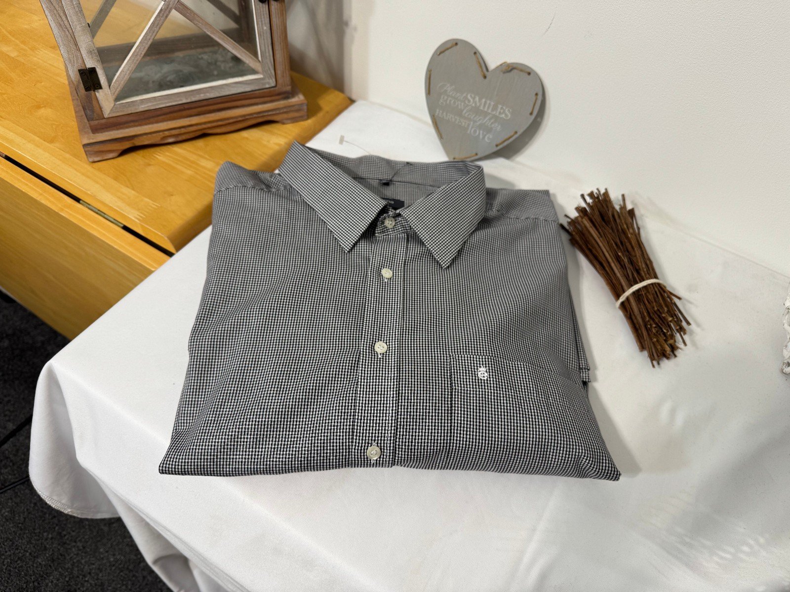 Eterna Comfort Fit Check Long Sleeve Shirt Neck 20.5in