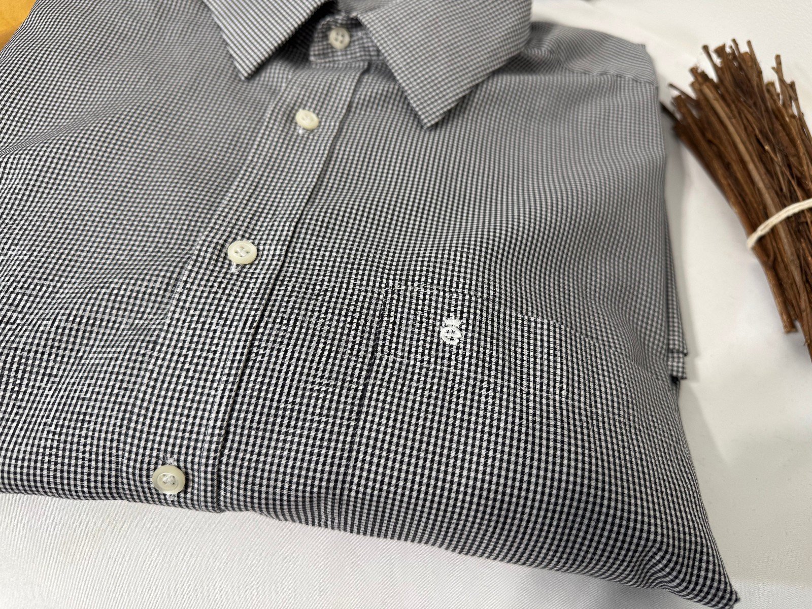 Eterna Comfort Fit Check Long Sleeve Shirt Neck 20.5in