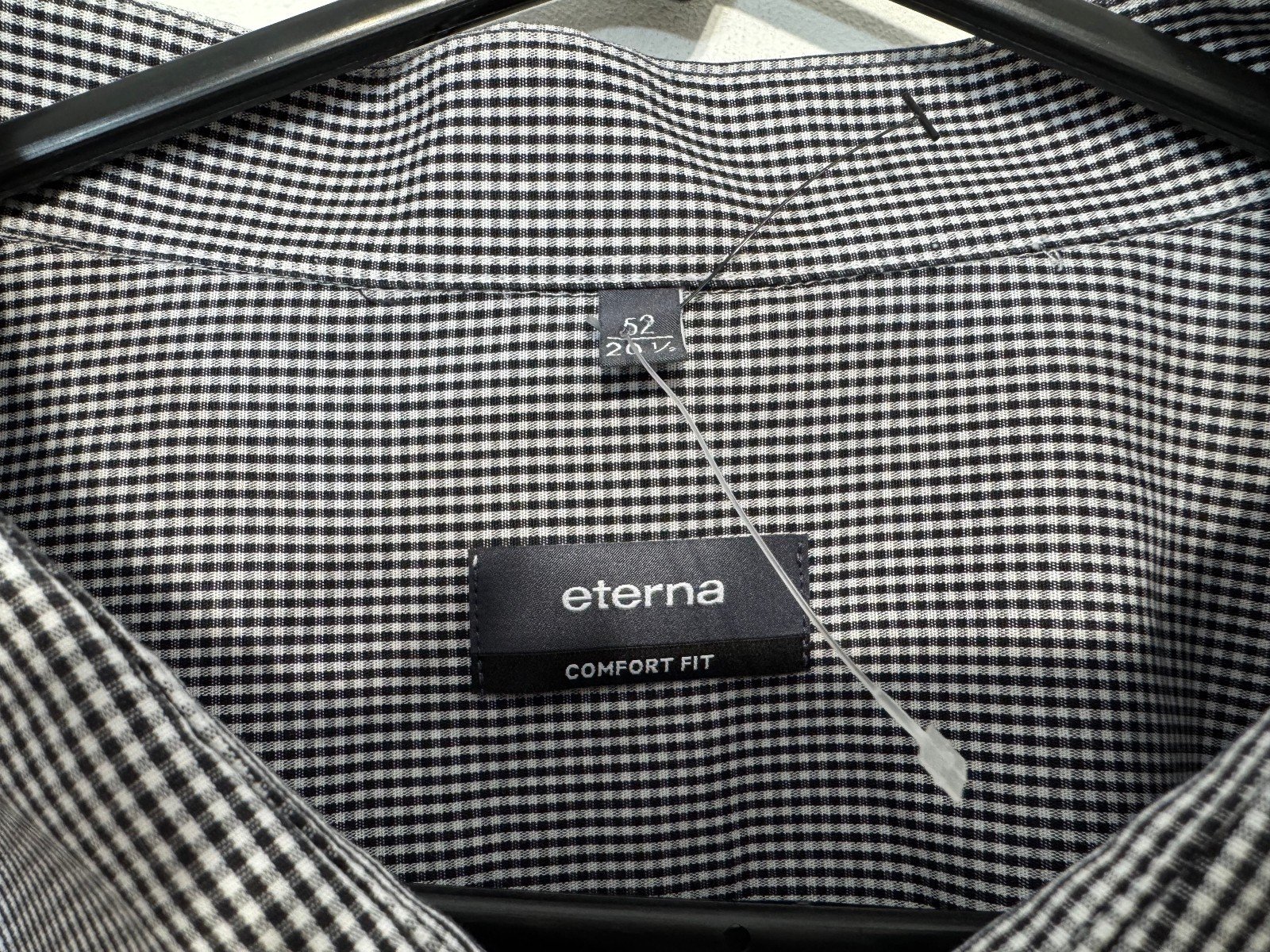 Eterna Comfort Fit Check Long Sleeve Shirt Neck 20.5in