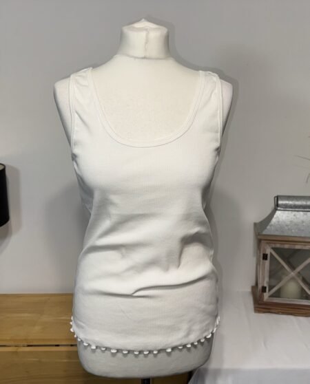 George Ivory Ribbed Stretch Lounge Top Lettuce Hem Size 16-18