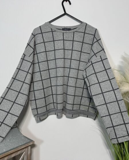 Grey Check Sweatshirt Size M