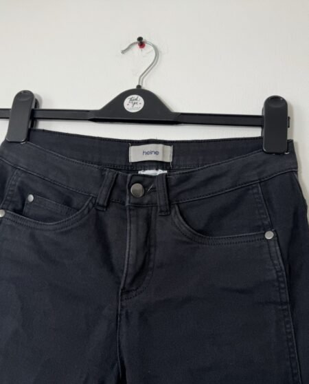 Heine Black Crop Stretch Jeans With Side Seam Zip Size 8P