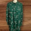 New Look Green Dress Floral Detail Elastic Yolk/cuff Bell Sleeve Size 12