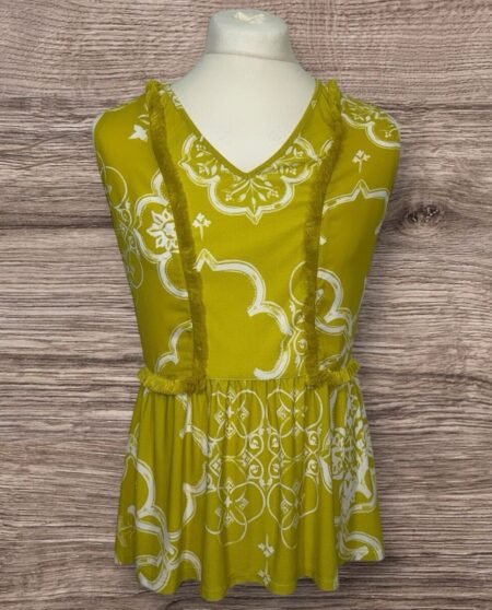 Next Lime Green Top V-neck Frill Hem Front Detail Size 18