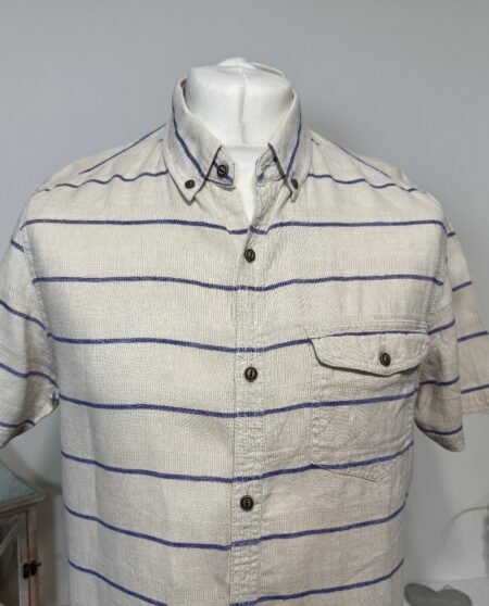 Next Stone Stripe Linen Blend Shirt Size L