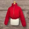 PLT Red Peach Skin Cropped Puffer Jacket Adjustable Elasticated Hem Size 8