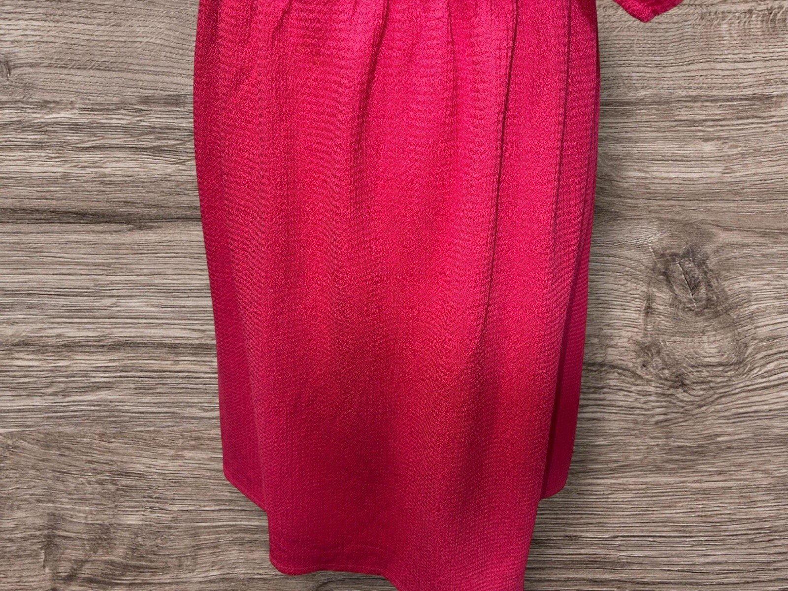 Primark Fushia Pink Waffle Style Dress Square Neck Balloon Sleeve Size 12/14