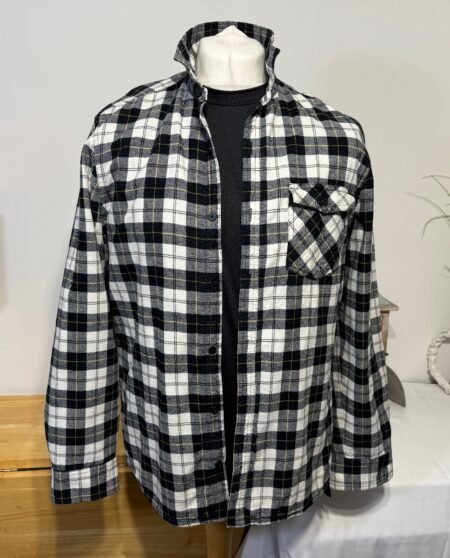 Public Opinion Check Lined Shacket Size M