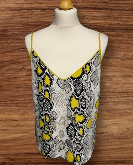 Snake Skin Effect Flowy Cami Top Lined Front/rear Bodice Size 14