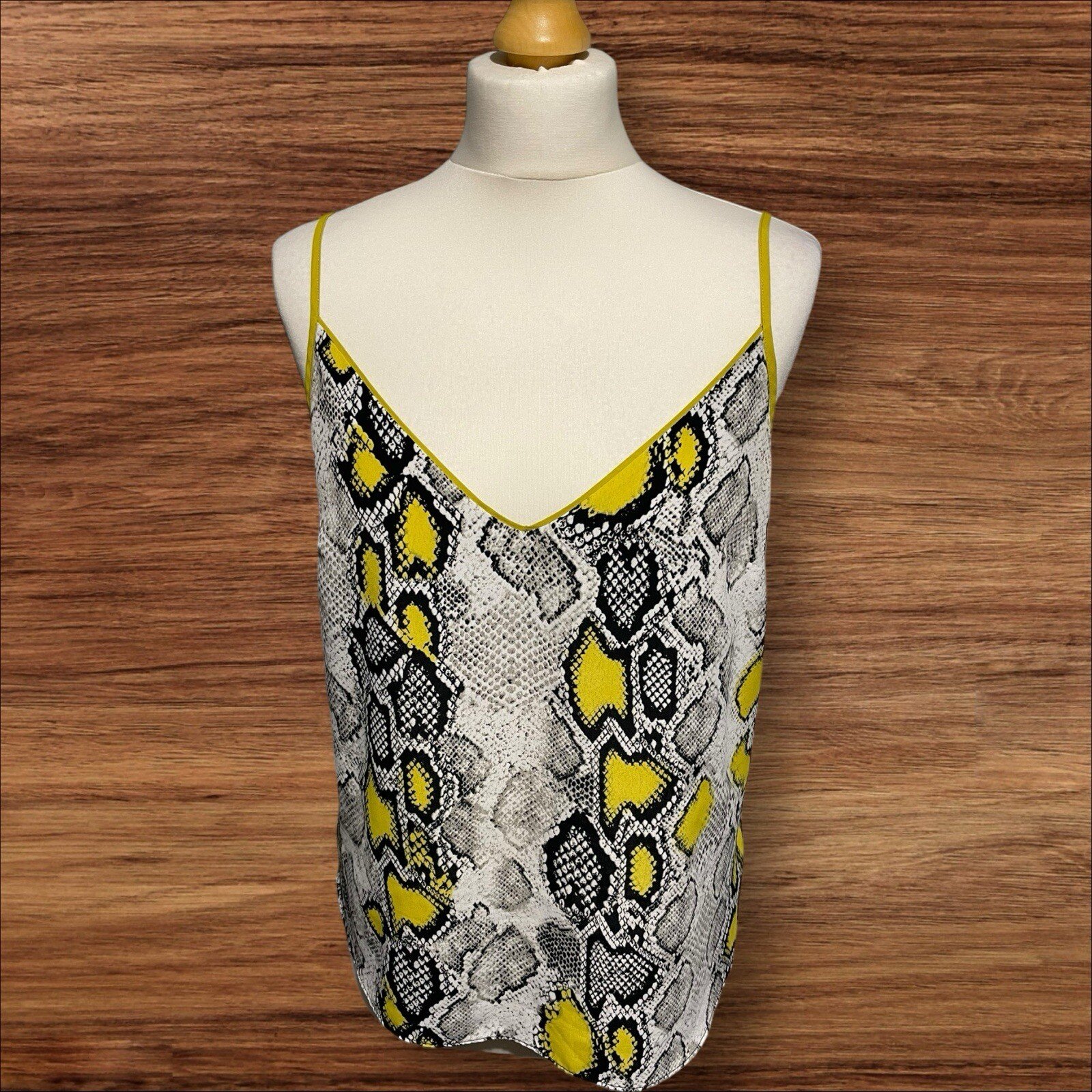 Snake Skin Effect Flowy Cami Top Lined Front/rear Bodice Size 14