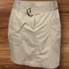 Taupe Cotton Skirt Front/rear Pockets Waistband/belt Zip/button Close Size 10