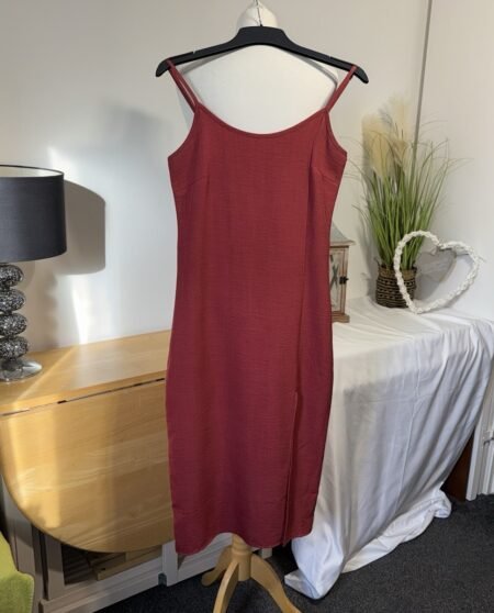 Vila Vimarinella Midi Strap Dress Adjustable Strap Front Thigh Split Size 8