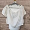 White Textured Cold Shoulder Cotton Blouse Size 18