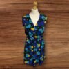 Womens Zara Blue Flower Pattern Slip Dress Elasticated Waisted V Front Size S