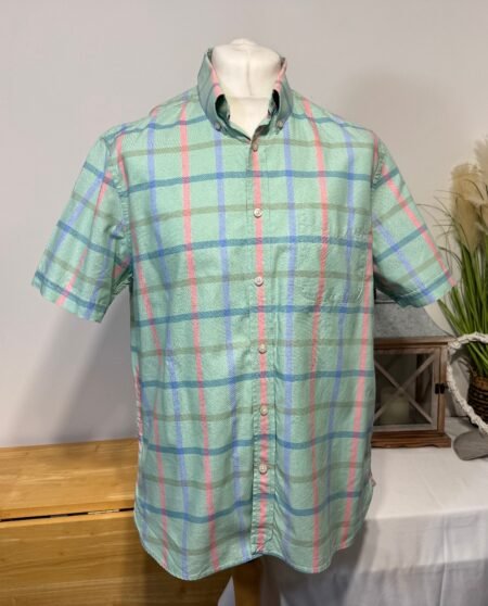 BLUE HARBOUR LUXURY FABRIC CHECK SHORT SLEEVE SHIRT L