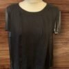 Black Flowy Lined Top Shirt Sleeve Round Neck Elasticated Hem Size 16