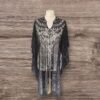 Black Lace Effect Beach Cover Up With Tassel Bottom Open Sides One Size