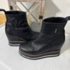 Black leather Wedge Ankle Boots Size 4