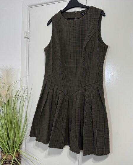 Boohoo Country Check Pleated Pinefore Dress Size 16