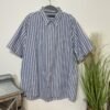 Cotton Traders Blue And Pink Stripe Textured Cotton Short Sleeve Shirt Size XL
