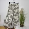 Cream Palm Print Linen Blend Wide Leg Trousers Size 8
