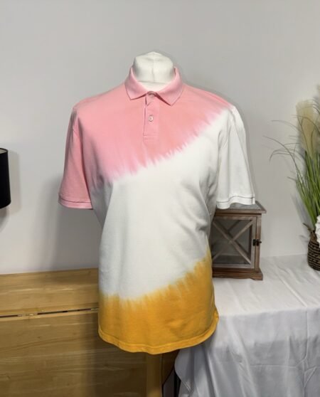 Easy Multi Tie Dye Pique Polo Shirt Size L