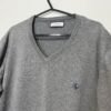 El Ganso Grey Cotton Tight Knit V-Neck Jumper Logo Size M