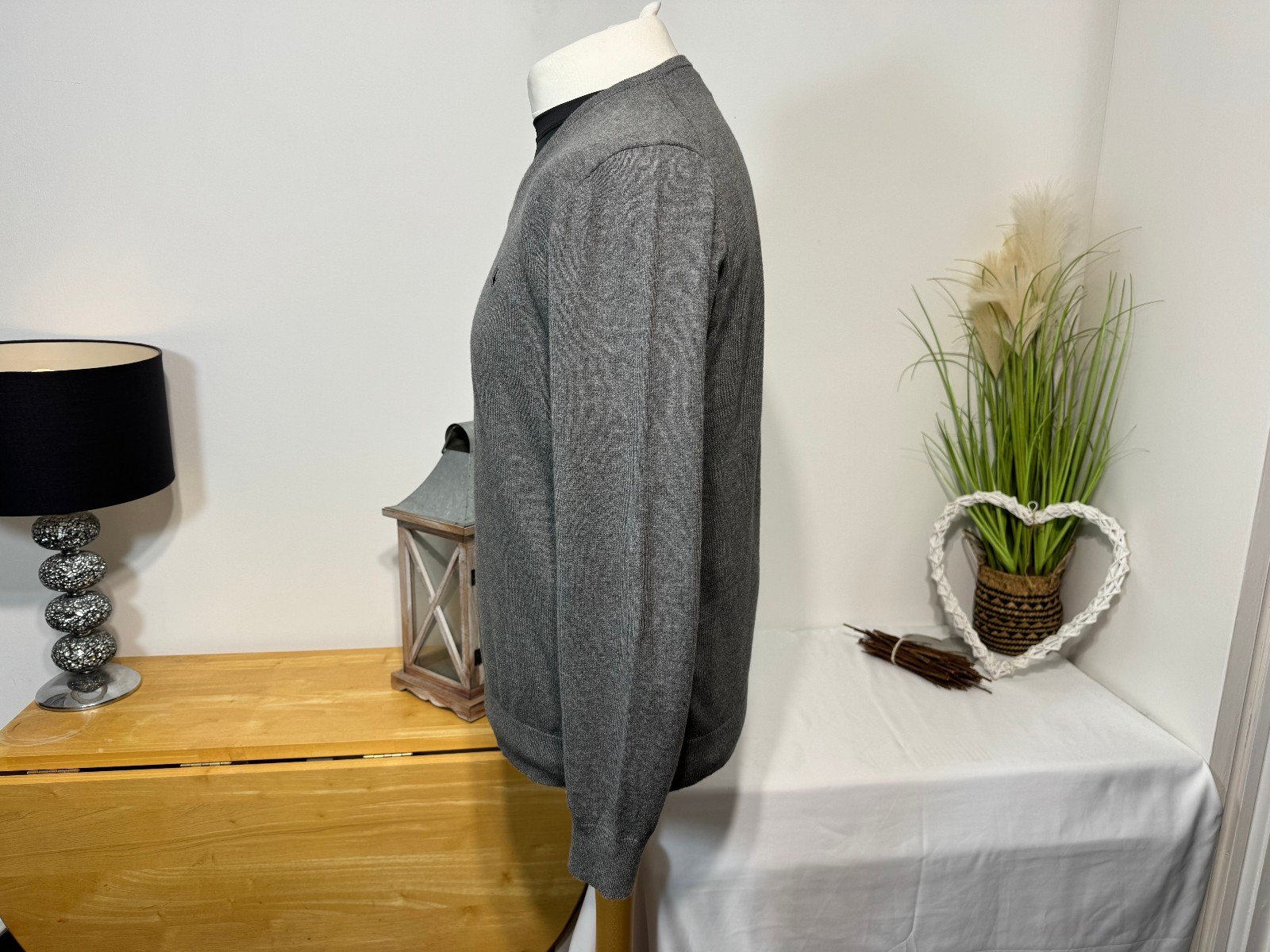 El Ganso Grey Cotton V-Neck Jumper Size M