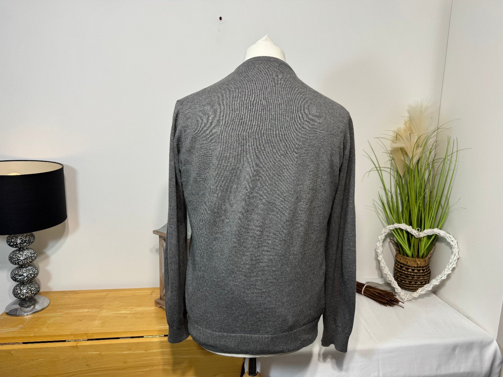 El Ganso Grey Cotton V-Neck Jumper Size M