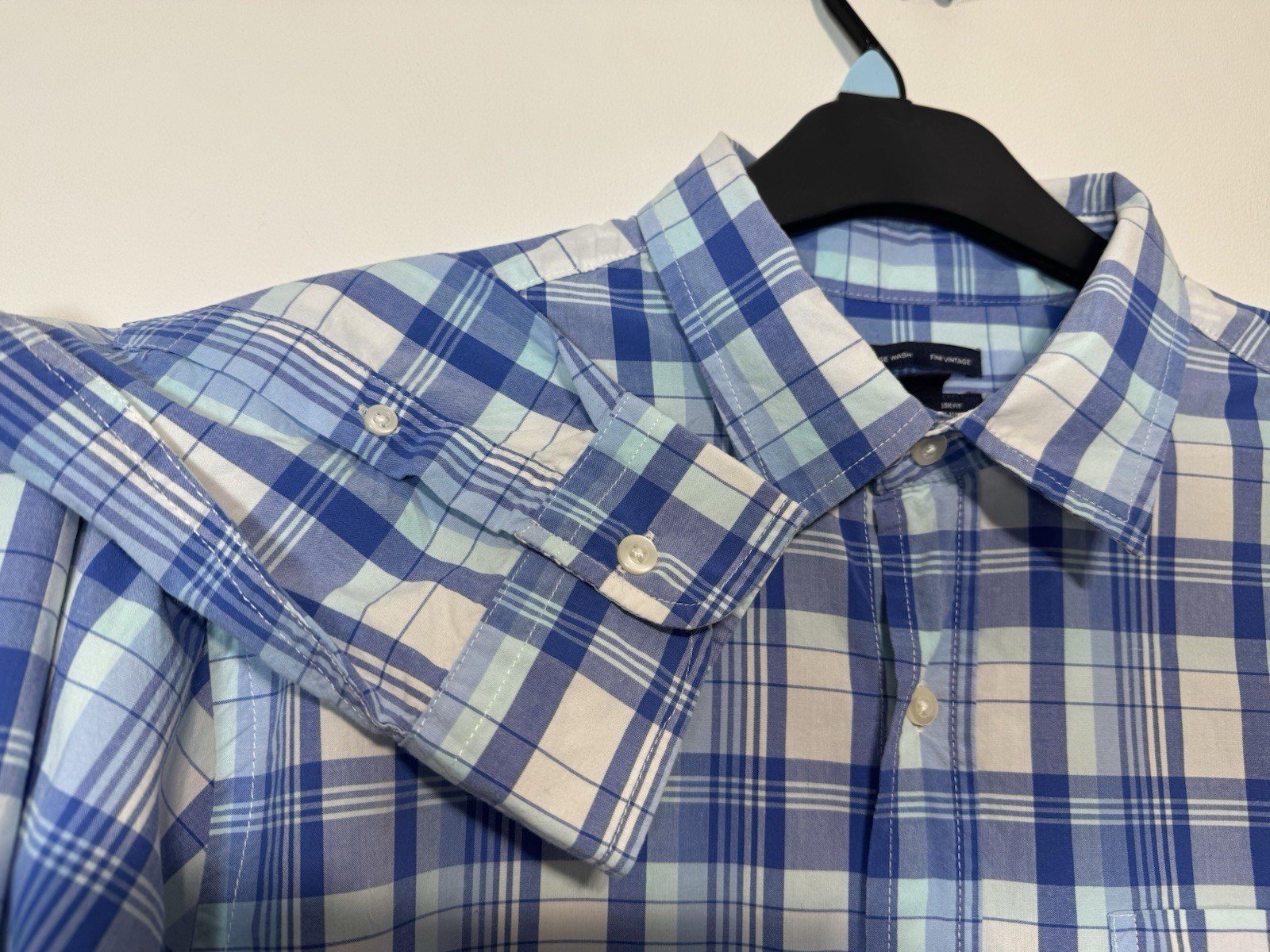 Gap Check Classic Fit Vintage Wash Long Sleeve Shirt Size L