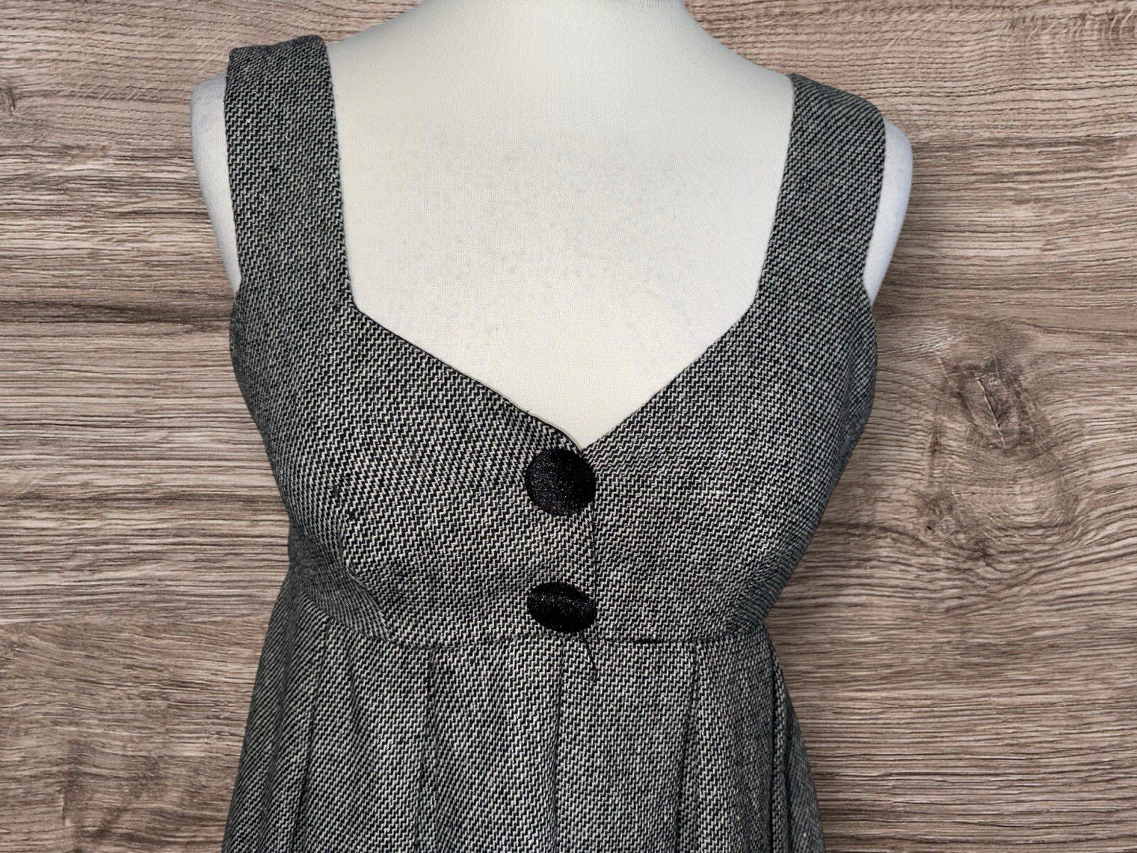George Ana Wool Blend Dress Fit&Flare Side Zip Button/tie Detail Silver Fibre S8