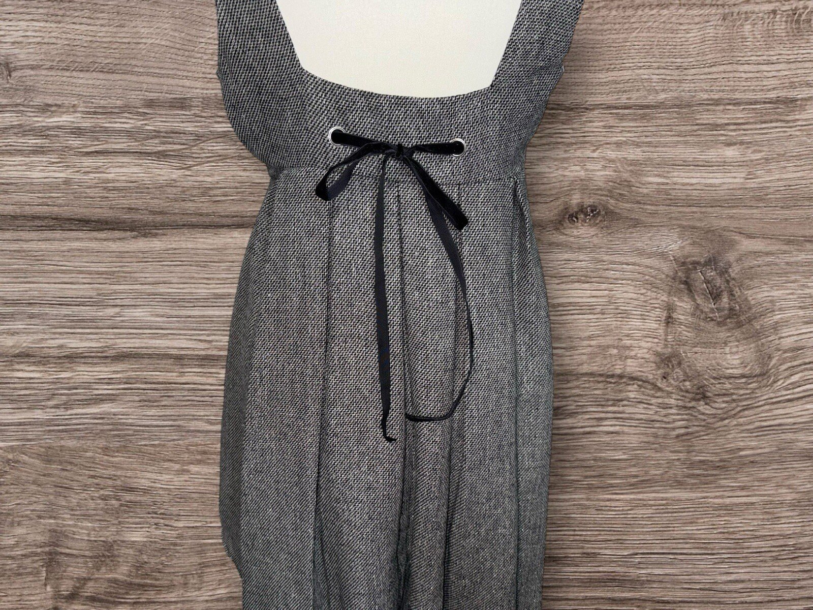 George Ana Wool Blend Dress Fit&Flare Side Zip Button/tie Detail Silver Fibre S8