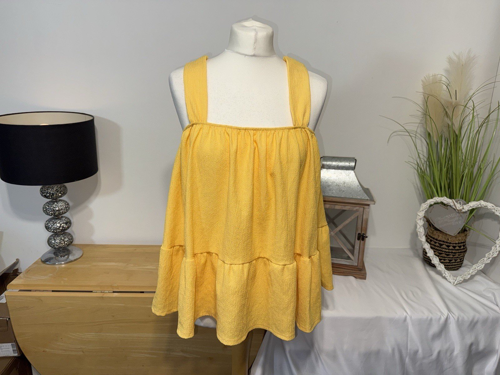 George Sunshine Yellow Peplum Top Size 18