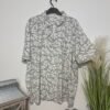 Grey Leaf Print Pique Knit Short Sleeve Polo Shirt Size 3XL